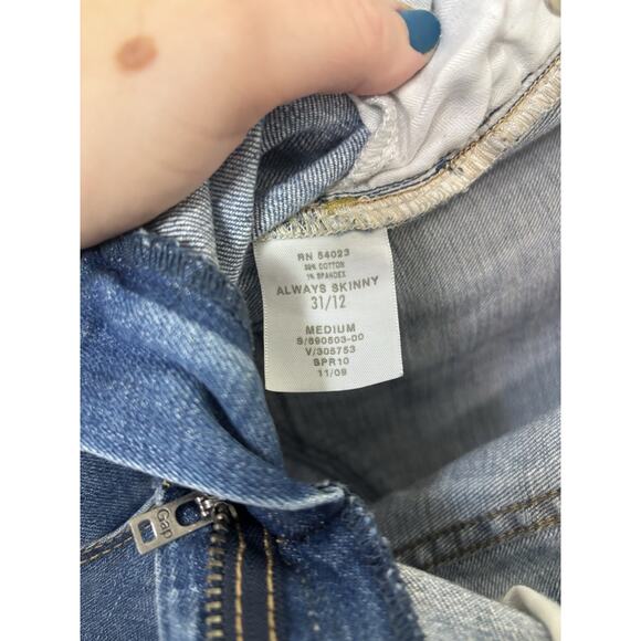 Gap Jeans Medium Wash Always Skinny Size 31/12 Light Distressing Stretch - Picture 6 of 6